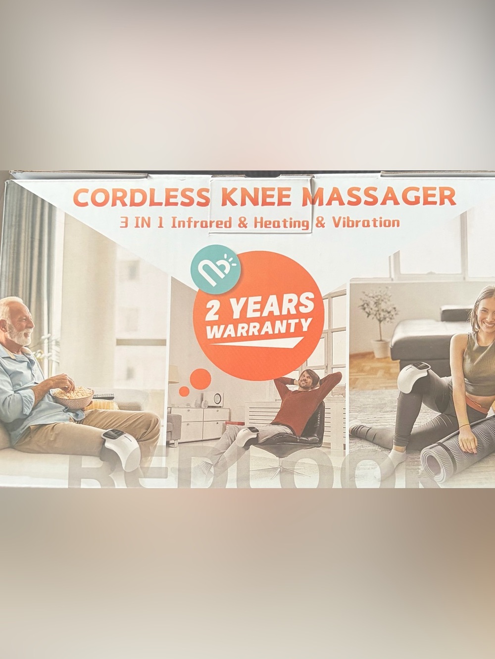 Cordless Knee Massager in White and Orange